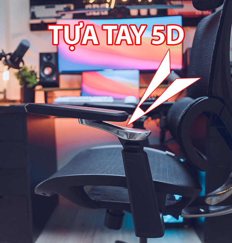 Ghế công thái học BC-1018D màu đen tựa tay 5D 7 Ghế công thái học BC-1018D màu đen tựa tay 5D - Ảnh 8