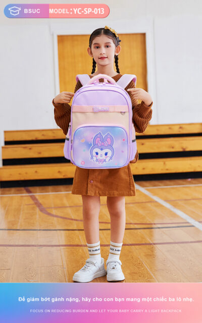 Mẫu Balo Chống Gù YC SP 013 Màu Tím Cho Bé Gái