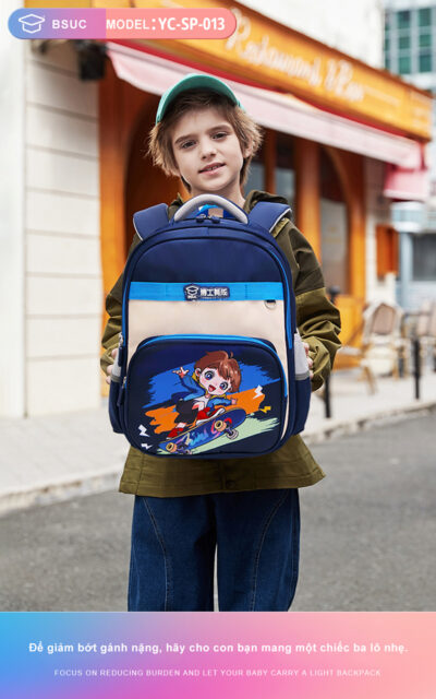 Mẫu Balo Chống Gù YC SP 013 Màu Xanh Cho Bé Trai
