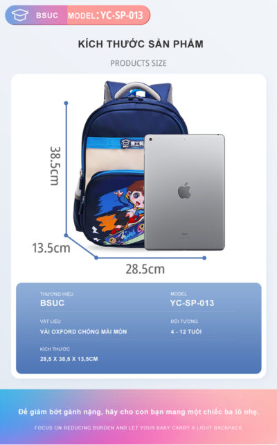 Kích Thước Balo Chống Gù YC_SP 013